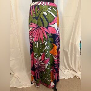 Tommy Bahama Pink and Green Floral Maxi Skirt Size Small